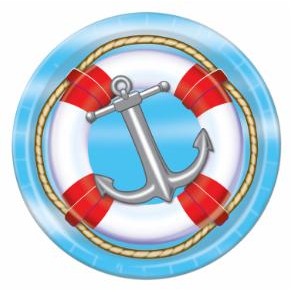 7-Inch Nautical Party Plates, 8 Count
