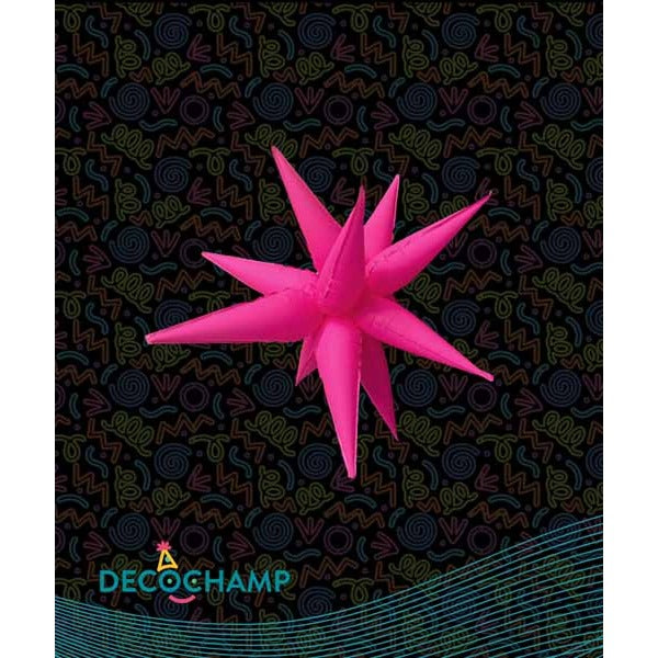 DecoChamp Neon Pink Starburst Foil Balloon, 26 Inch