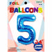 Blue Number 5 Foil Balloon, 34 Inch