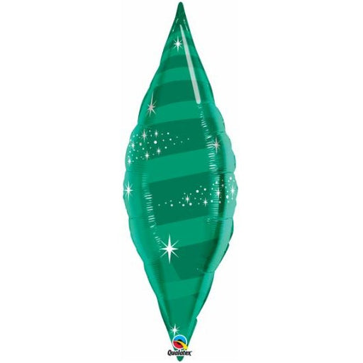 38-Inch Emerald Green Taper Swirl Foil Balloon