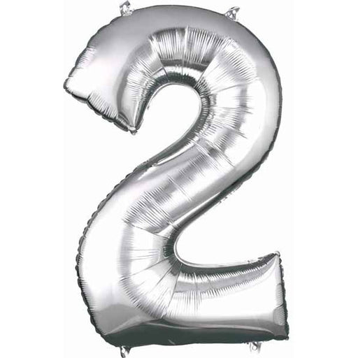 34-Inch Silver Number 2 Foil Balloon