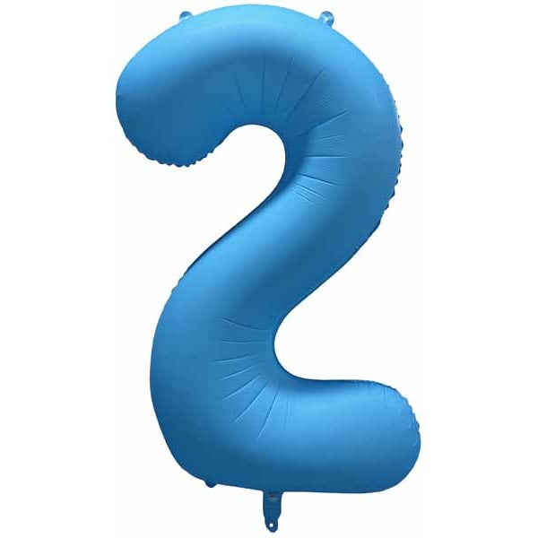 DecoChamp 34-Inch Neon Blue Number 2 Balloon