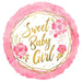 Baby Girl Floral Geo 18-Inch Round Foil Balloon
