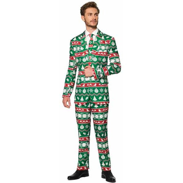 Suitmeister Men's Green Nordic Christmas Suit, 2XL