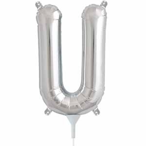 Silver Letter U Balloon, 16 Inch