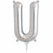 Silver Letter U Balloon, 16 Inch