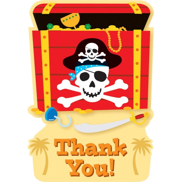 Pirate Party Thank You Cards, 8 Pack
