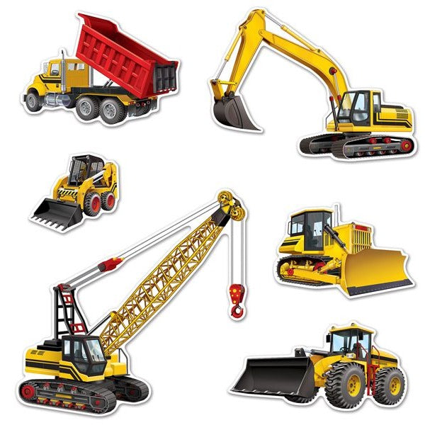 Construction Equipment Cutouts, 6 Pack