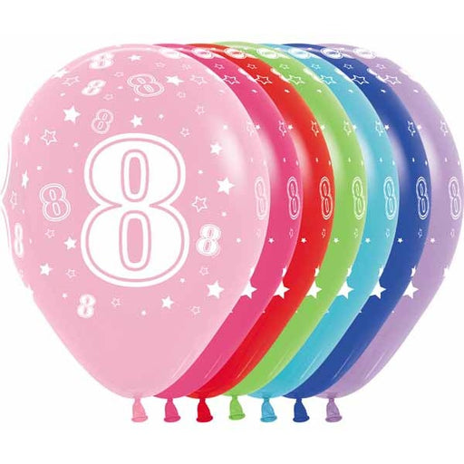 Sempertex Number 8 Assorted 11-Inch Latex Balloons, 50 Count