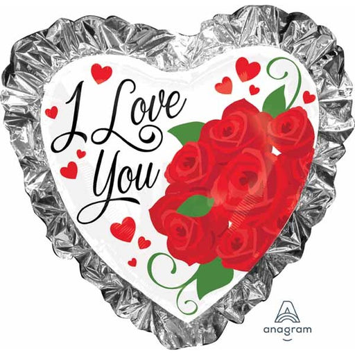 28-Inch Love You Ruffle Heart Foil Balloon