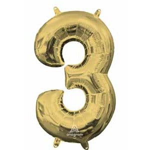 16" White Gold Number 3 Balloon