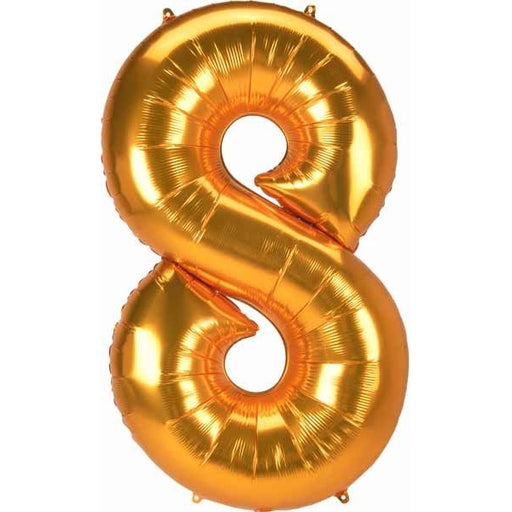 Giant Gold Number 8 Balloon, 53 Inch