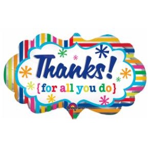 Striped Thanks Marquee 27 Inch Foil Balloon
