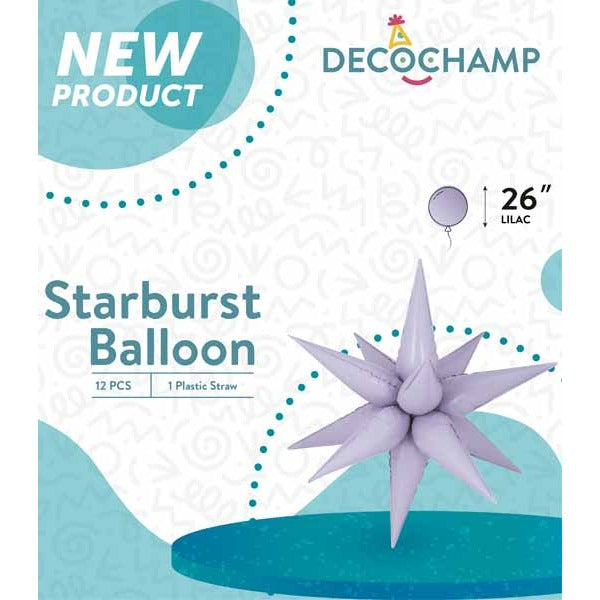 DecoChamp Lilac Starburst Foil Balloon, 26 Inch