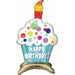 24 Inch Happy Birthday Cupcake Standing Foil Balloon