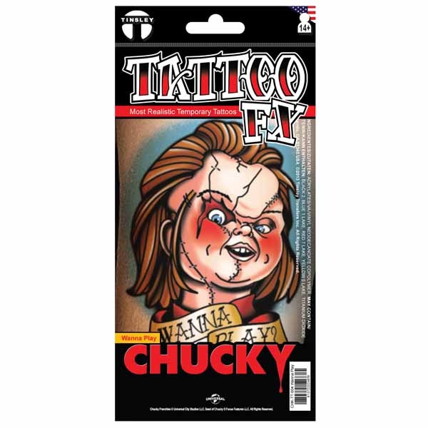 Chucky Wanna Play Tattoo FX Temporary Tattoo
