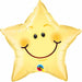 Smiley Face Star 20-Inch Foil Balloon