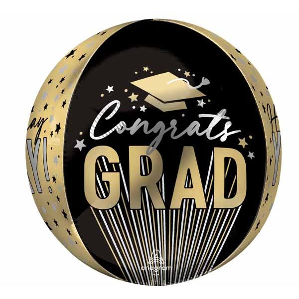 16-Inch Stripes Grad Orbz Foil Graduation Balloon