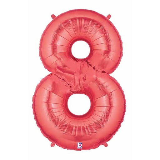 Red Number 8 Megaloon Balloon, 40 Inch