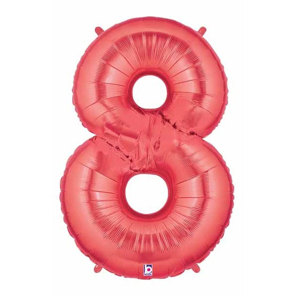 Red Number 8 Megaloon Balloon, 40 Inch