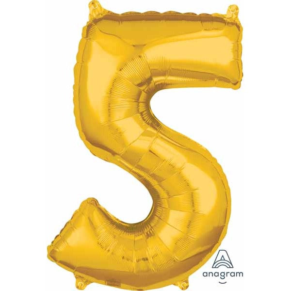 Gold Number 5 Balloon, 26 Inch
