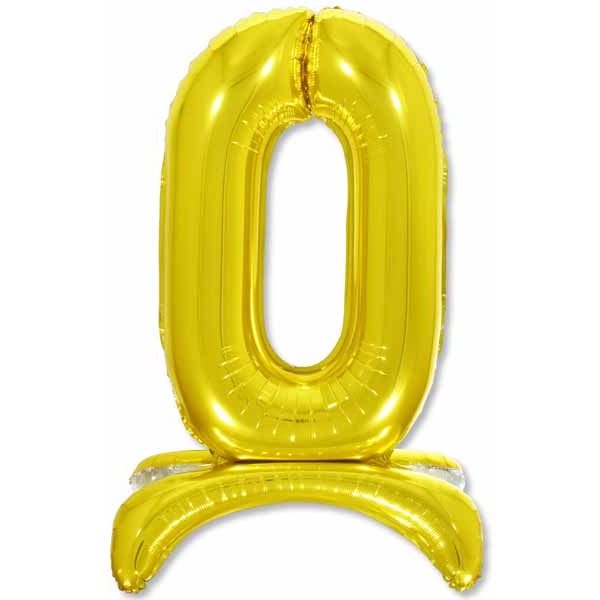 26-Inch Gold Stand-Up Number 0 Balloon