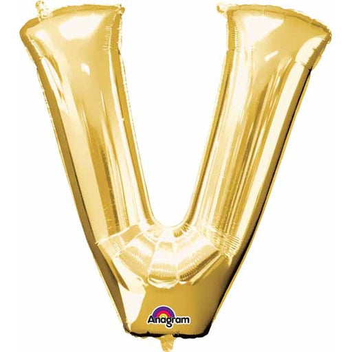 32-Inch Gold Letter V Foil Balloon