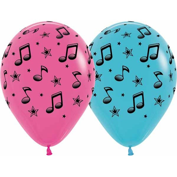 Sempertex Music Note Assorted 11-Inch Latex Balloons, 50 Count