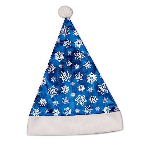 Metallic Blue Santa Hat, One Size