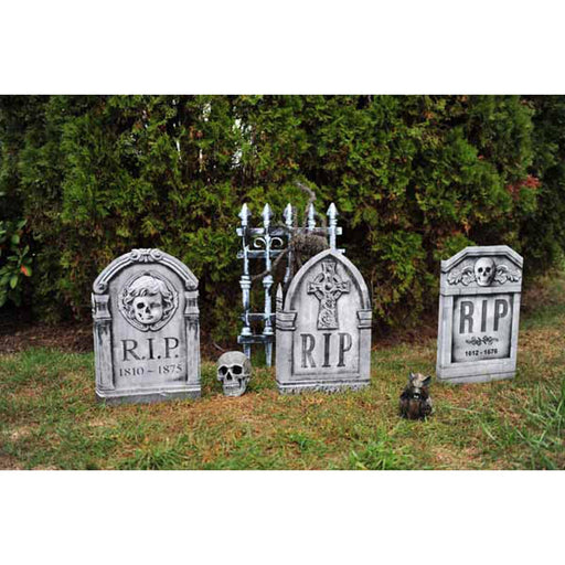 "22" Photoreal Skull Tombstone - Spooky Halloween Decoration"