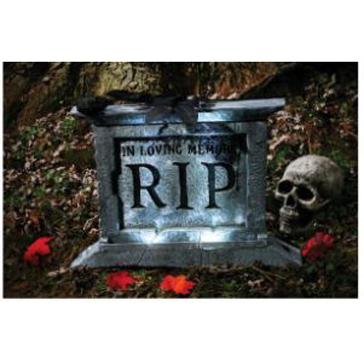 "22" Spooky Tombstone With Black Rose - Try Me! Halloween Decoration"