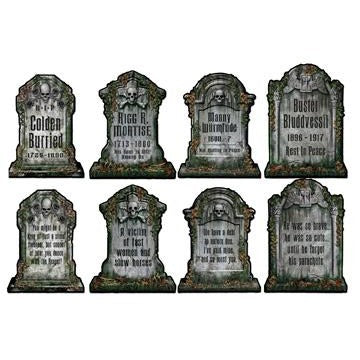 15-Inch Double-Sided Halloween Tombstone Cutouts, 4-Pack