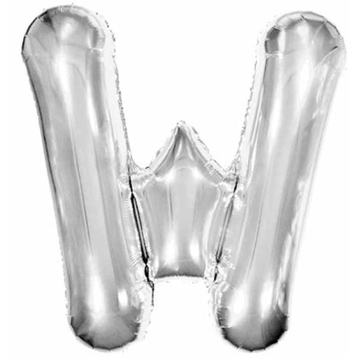 34-Inch Silver Letter W Foil Balloon