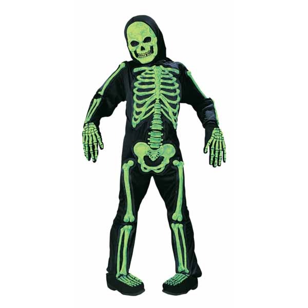 Totally Green Skelebones Child Skeleton Costume, Large