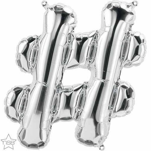 16 Inch Silver Hashtag Symbol Balloon