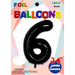 34-Inch Black Number 6 Foil Balloon