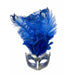 Blue & Silver Feathered Venetian Mask