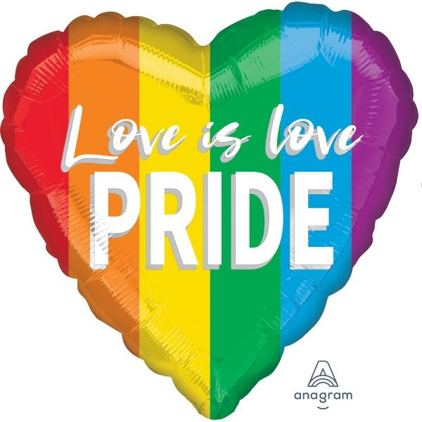 Love Is Love Pride Heart Foil Balloon, 18 Inch