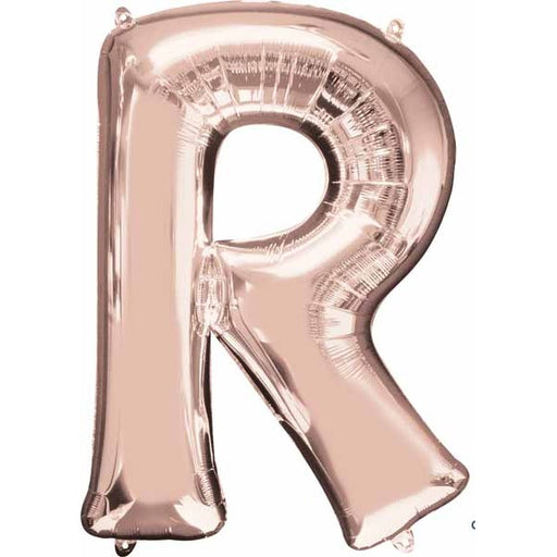 Rose Gold Letter R Balloon, 32 Inch