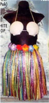 18-Inch Flower-Trim Hula Skirt with 36-Inch Waist