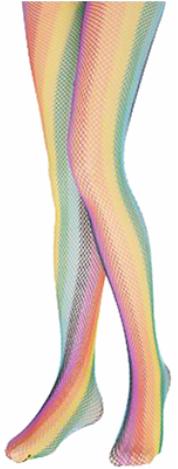 Rainbow Fishnet Tights, One Size