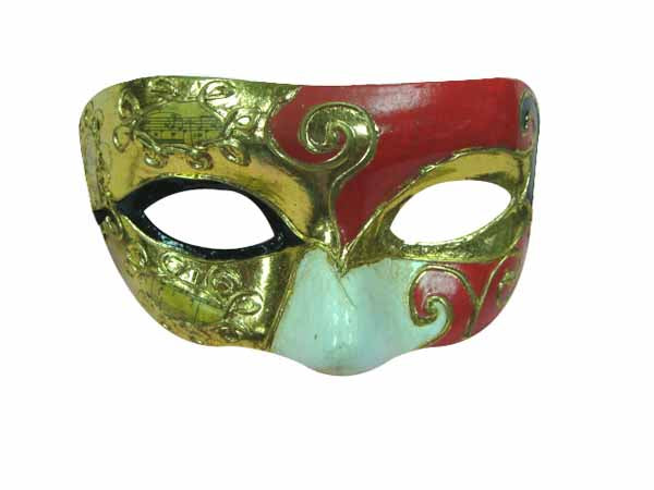 Red and Gold Plastic Masquerade Face Mask