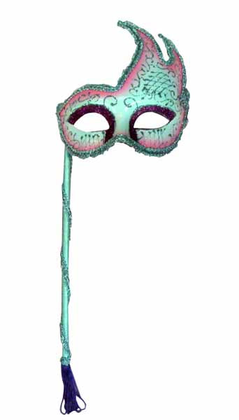 Assorted Colour Plastic Masquerade Mask with Stick