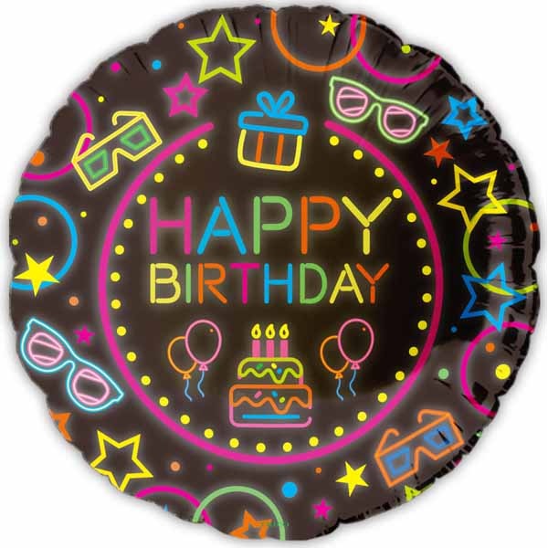 Happy Bday Neon 18" Foil Balloon
