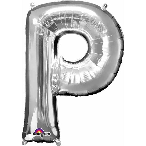 32-Inch Silver Letter P Foil Balloon