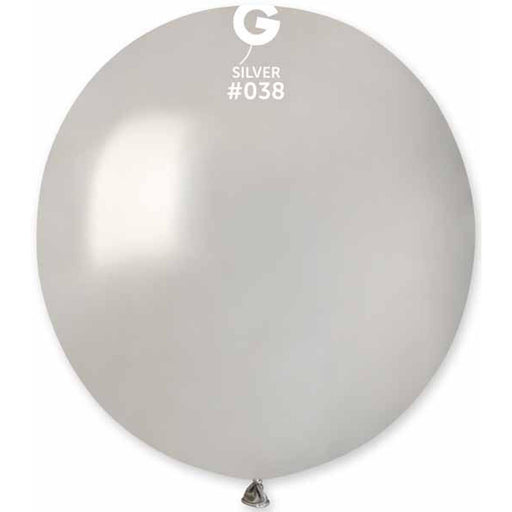 "25 Pack Of Gemar Metallic Silver Balloons - 19""
