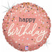 Rose Gold Confetti Happy Birthday 18-Inch Holographic Foil Balloon