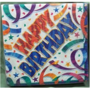 Birthday Streamers Luncheon Napkins, 36 Count