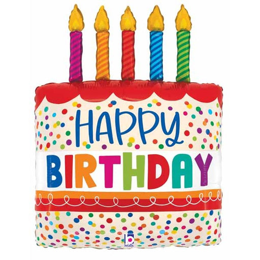 Happy Birthday Cake with Bright Candles 30" Foil Balloon