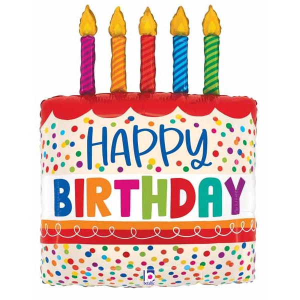 Happy Birthday Cake with Bright Candles 30" Foil Balloon